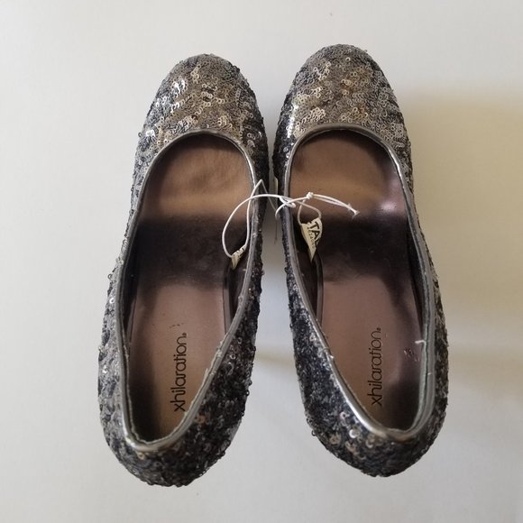 Xhilaration Gray Silver Metallic Sequence Stiletto, Platform size 8  NWT - Picture 4 of 9